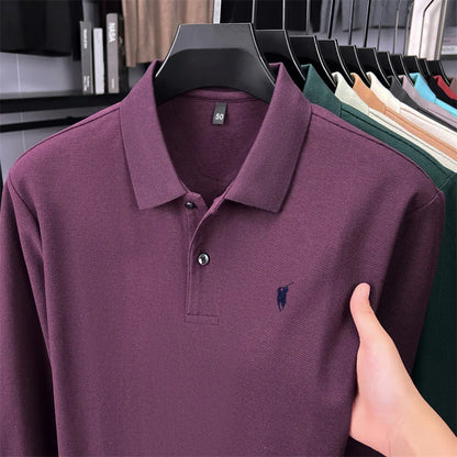 100% Pure Cotton Long Sleeved Men's Polo Shirt Hot Selling Brand Autumn Season Exquisite Pony Embroidery Breathable Top T-shirt