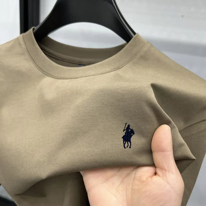 Luxury brand short sleeve men's round neck T-shirt summer fashion classic pony embroidery design 100cotton breathable casual top