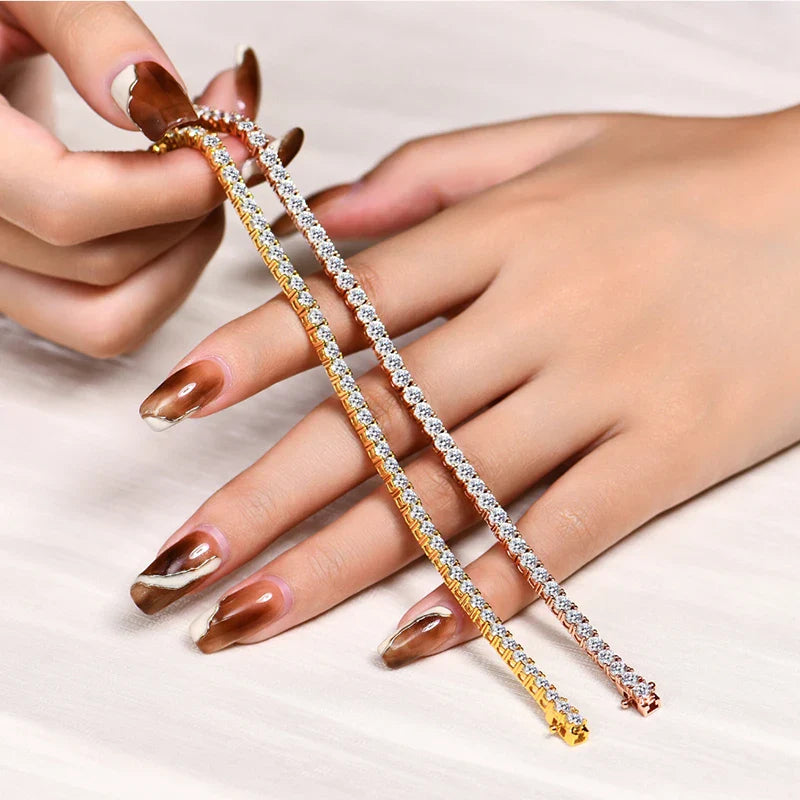 Original 3mm 4mm Moissanite Tennis Bracelet for Women Man D Color Pass Diamond Tester 925 Silver Wedding Party Jewelry
