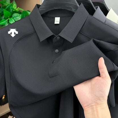 men's new summer brand short sleeves seamless polo shirt lapel printing high quality patchwork t-shirt leisure sports men's wear