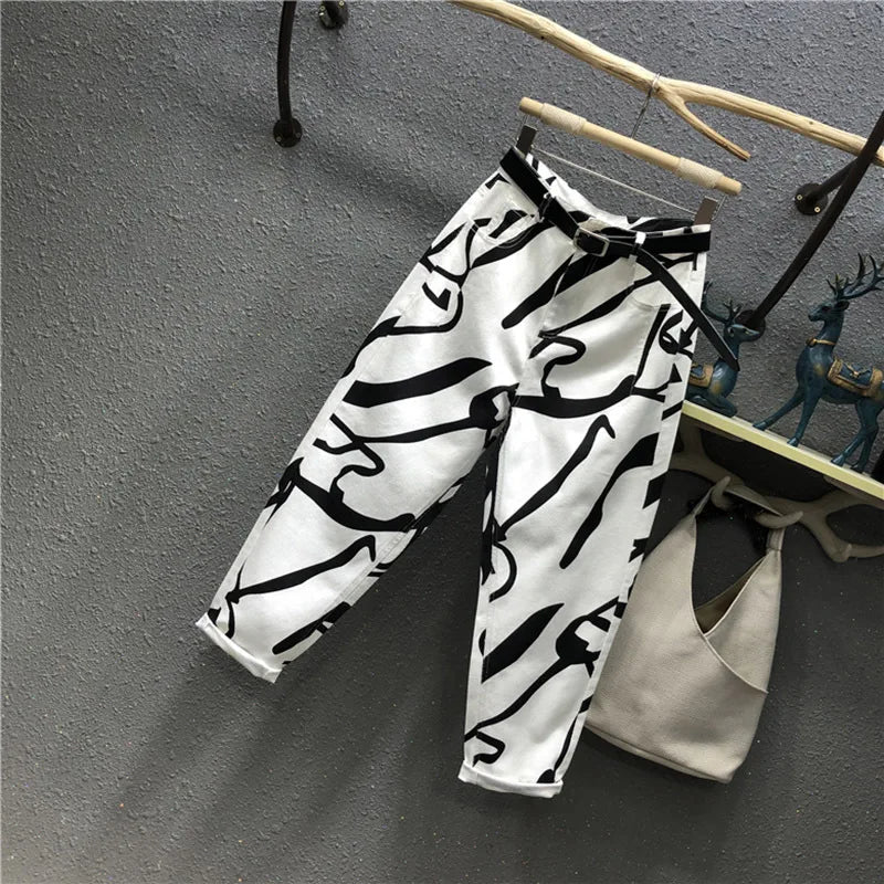 Jeans for women Streetwear Fashion Graffiti Print Jeans