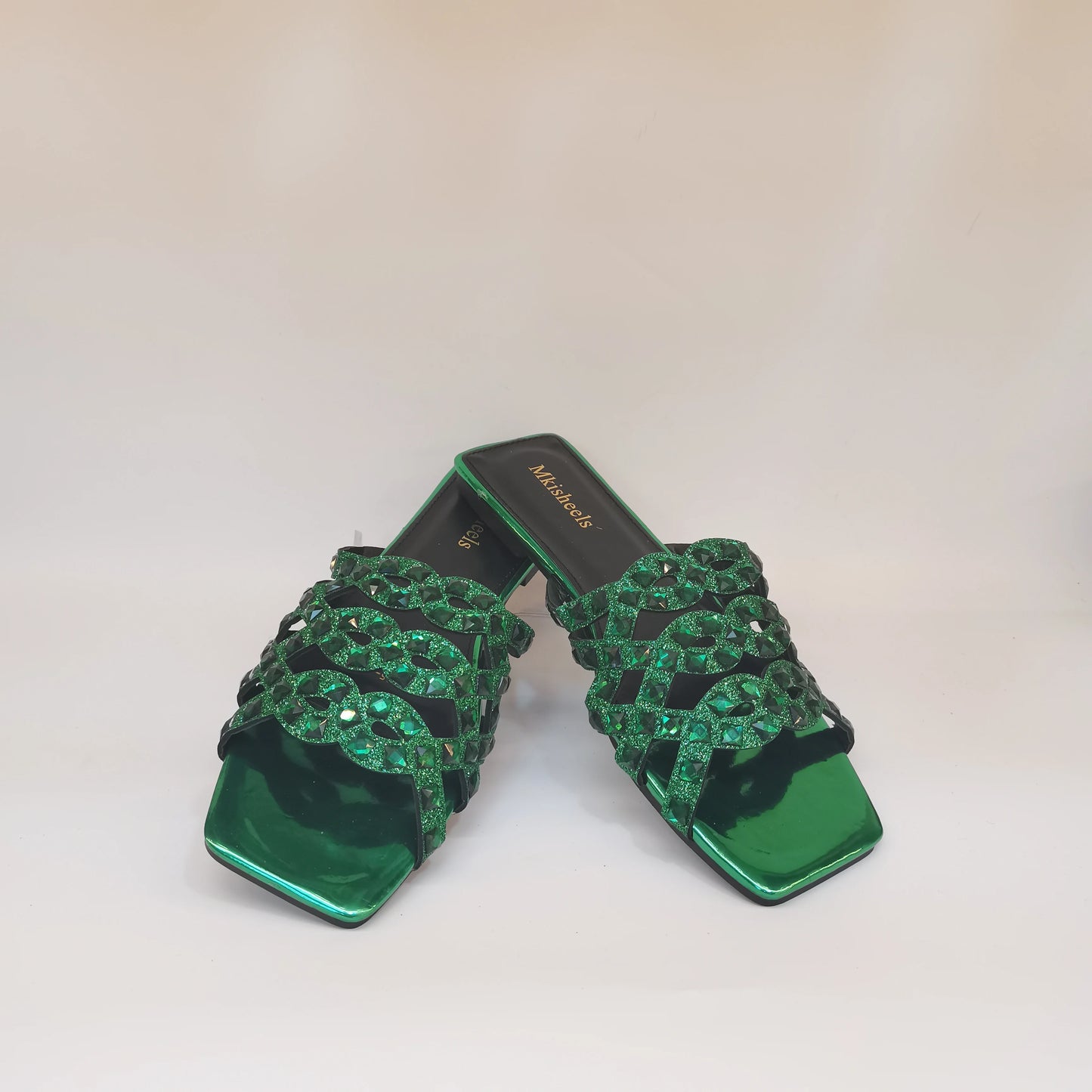 Pretty Soft Flat Shoes With Bag Set For Woman Fashion Style Rhinestone Party Slippers And Women Purse Latest Design