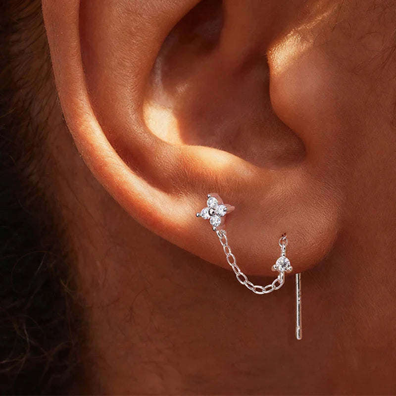New D Vvs1 All Moissanite Tassel Drop Earrings for Women Lab Diamond Wedding Party Jewelry 100% S925 Sterling Silver