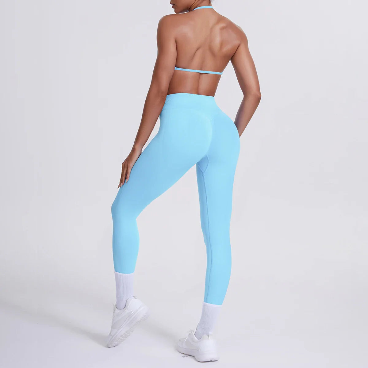 Women 2pcs Patchwork Sport Yoga Suit Training Sleeveless Sport Gym Tops Tummy Control Slimming Booty Leggings Yoga Suit Sports