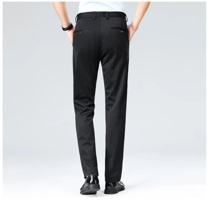 Large Size 52 Mens Casual Pants Elastic Suit Pants Office Trousers Spandex Business Formal Dress Straight Pants