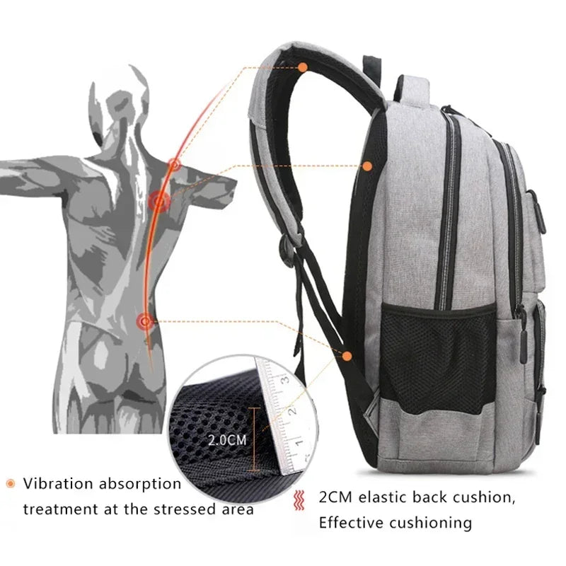 Large Capacity Backpack Men Laptop Backpacks 15.6 Oxford Black Solid High School Bags