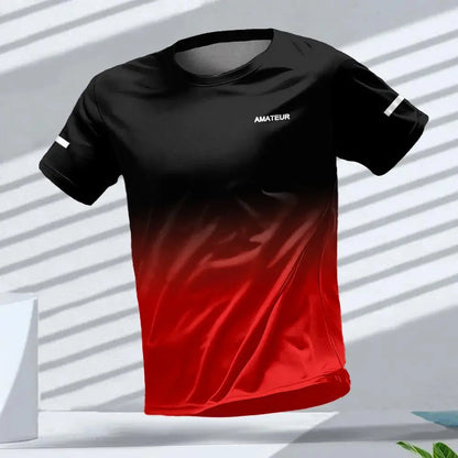 Men's T-shirt Outdoor Sports Running T-shirts Gradient Pattern Printed T-shirt Comfortable Quick Drying Short Sleeve Unisex Tops