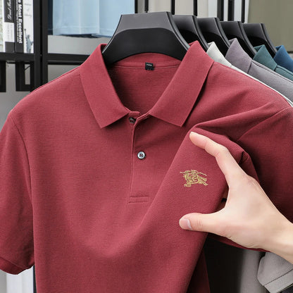 100% high-quality pure cotton men's summer polo T-shirt popular business commuting breathable cozy exquisite luxurious embroider