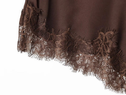 Women Asymmetric Lace Midi Skirt In-seam Zip High Waist Spring Summer  Casual Holiday Skirts ﻿Mujer