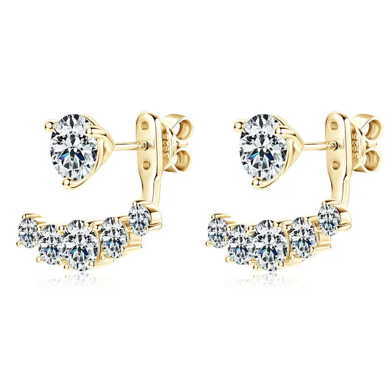 2 in 1 Full D Color Moissanite Stud Earrings for Women S925 Silver 4.6cttw All Diamond Earring Pierced Ear Fine Jewelry