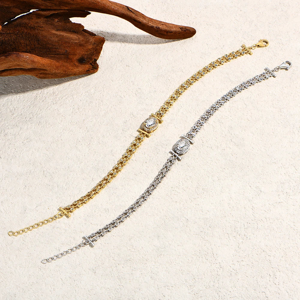 Oval Cut 1ct Moissanite Women’s Bracelets 925 Sterling Silver Adjustable Bracelet Top Quality Engagement Party Jewelry