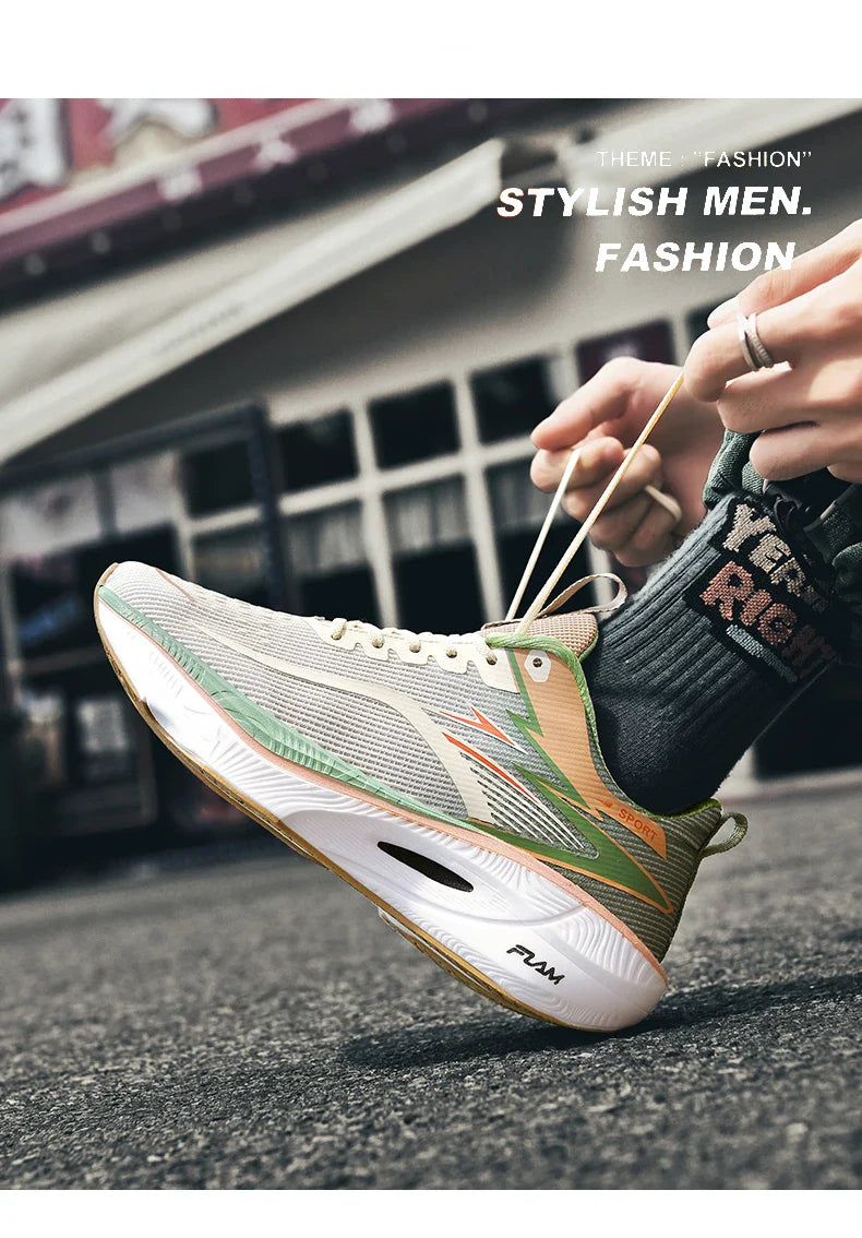 Men Sports Running Shoes Carbon Board Air Cushion Breathable Lightweight Women's Comfortable Athletic Nonskid Sneakers