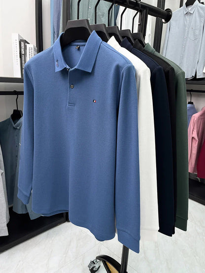 High end embroidery craft polo shirt long sleeved brand autumn Men's Wear comfortable breathable cotton casual business T-shirt