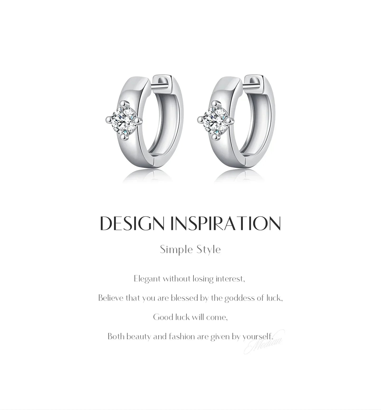 Round Moissanite Ear Buckles Lab Diamond 925 Sterling Silver Engagement & Wedding Hoop Earrings for Women Jewelry Gifts