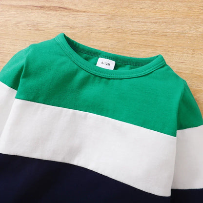 Newborn Baby Boy 2PCS Clothes Set Patchwork Long Sleeve T-shirt Top+Pants Set Autumn Sport Casual Outfit for Toddlers 0-2 Years