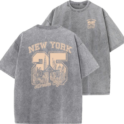 New York City Funny Print  Woman T Shirts Summer Vintage Washed Cotton Breathable Tee Shirt Fashion Casual Home Tshirt
