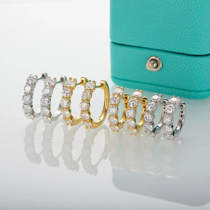 4mm 3cttw D Color Moissanite Huggie Hoop Earrings 925 Sterling Silver Luxury Huggie Earring For Women