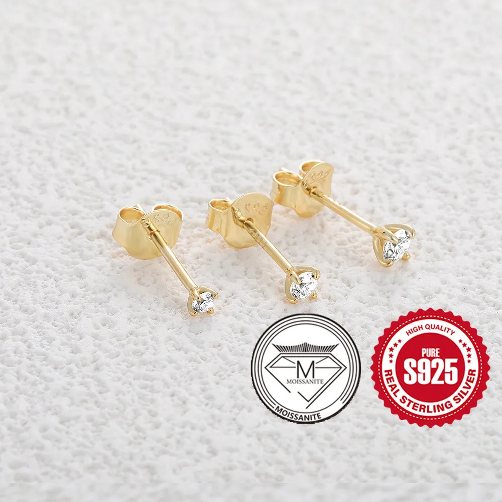 0.5-1.2 Carat D Color Moissanite Ear Stud Earrings For Women 925 Sterling Silver Sparkling Piercing Earring Fine Jewelry