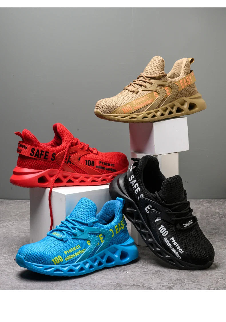 Work Safety Shoes For Men Lightweight Protective Work Sneakers Lightweight Men Shoes Breathable Shoes Anti-Puncture Work Shoe