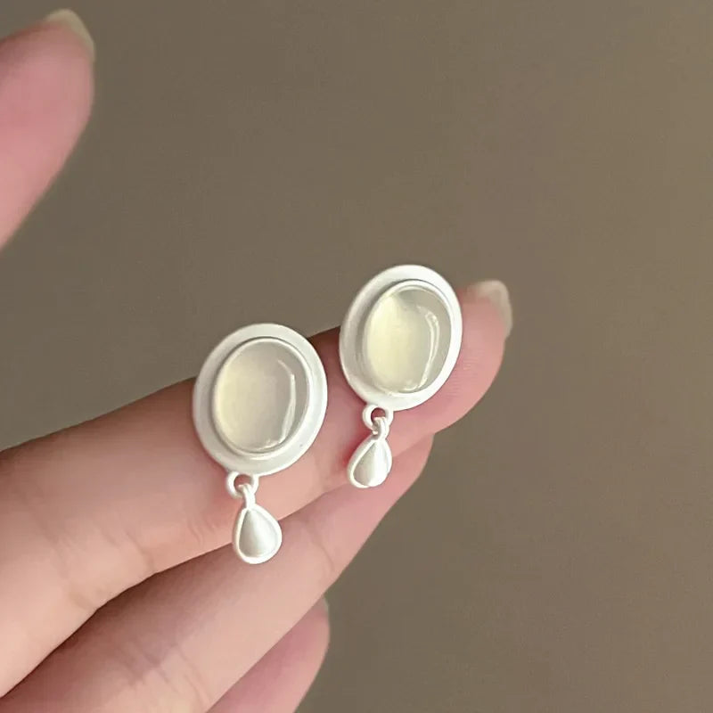 New 925 Sterling Silver Hoop Earrings Pearl Droplet Irregular Vintage Punk For Women Girl Gift Jewelry Dropshipping Wholesale