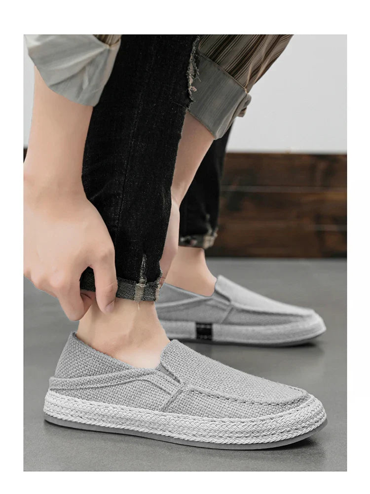 Summer Casual Loafers Men Breathable Slip On Urban Shoes Men Classic Linen Canvas Sneakers Male Light Flats Lazy Shoes Cheap