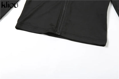 Casual Women 2 Piece Set Classic Tracksuits Solid Long Sleeve Zip-up Hood Tops+Slim Elastic Pants Sporty Concise Outfits
