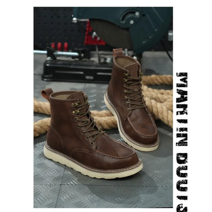 Breathable Cowhide Labor Protection Shoes with Steel Toe Caps for Anti Smashing Anti Puncture Safety Shoes Wear-resistant