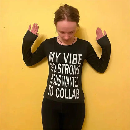 Women's Vintage Harajuku Gothic Hip Hop Emo Girl Casual Long Sleeve Tee Sexy Slim Chic Print Crop Top Grunge Punk Y2K Streetwear