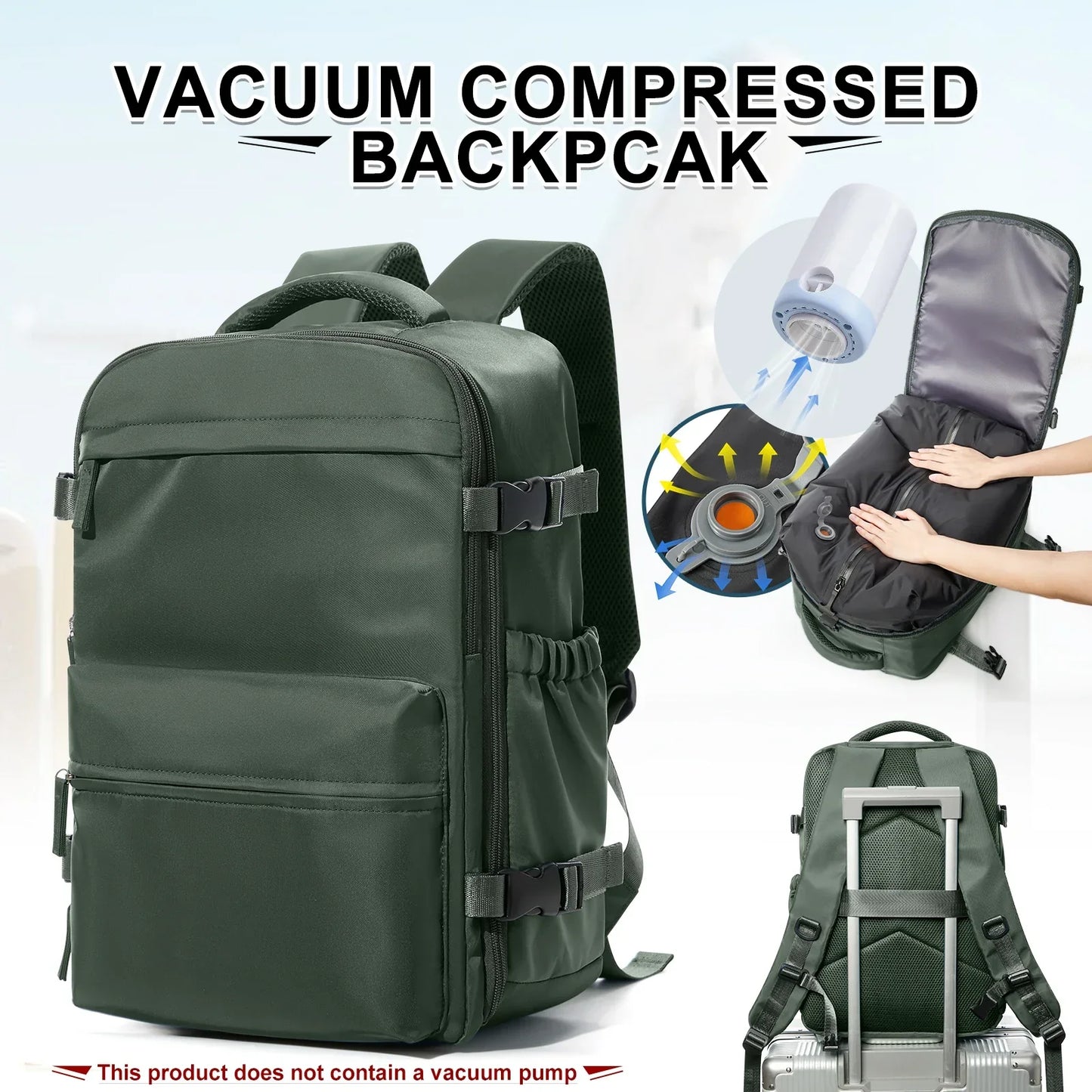 Backpack Travel Cabin Airplane Backpack, Air Vacuum Compression Backpack, Women Men Backpack Business Laptop Bag Handbag