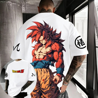 Anime Cotton T-shirt Summer New Super Saiyan 4 Printed Men and Women Street Hip Hop Casual Short Sleeve Top