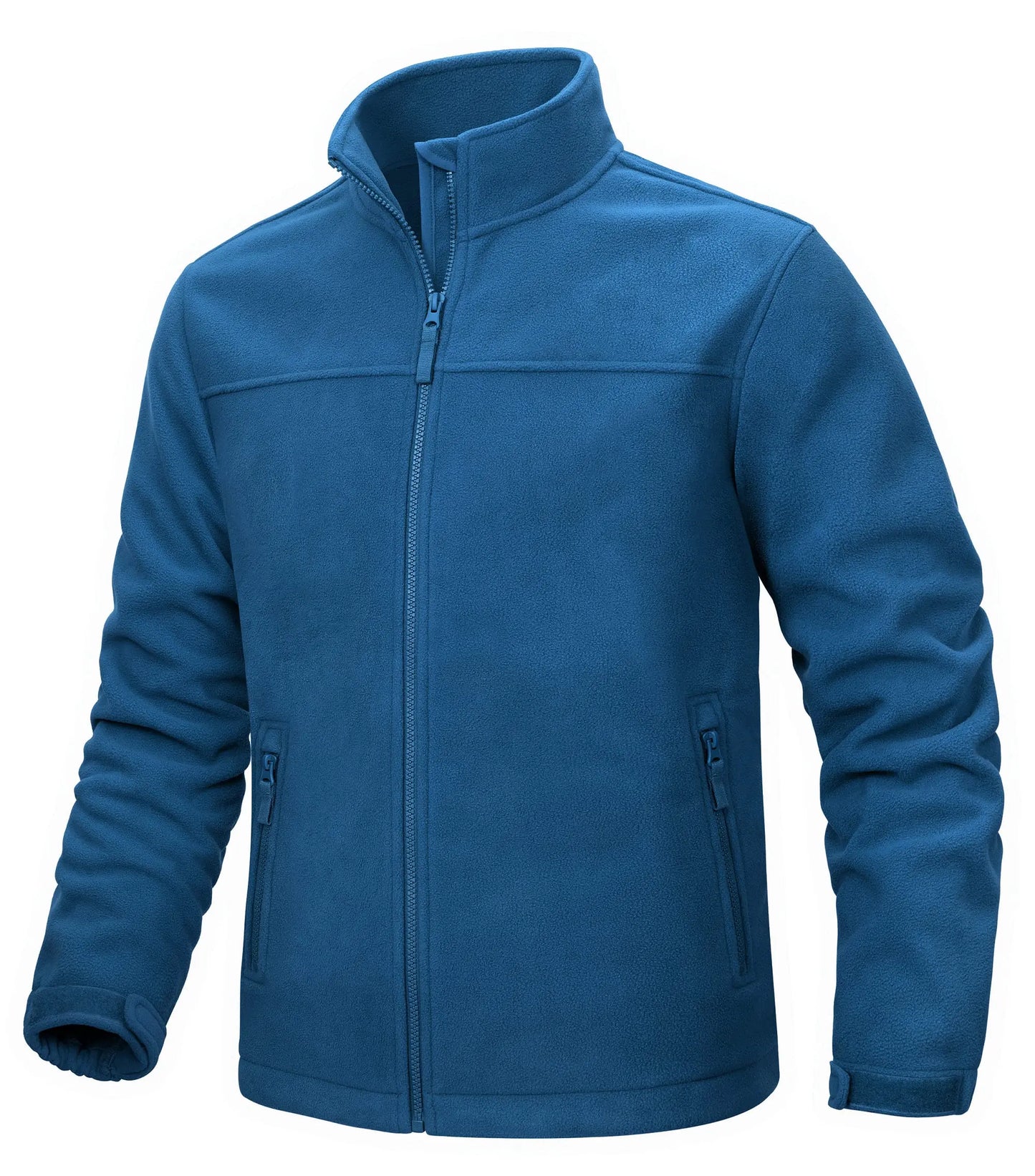 Winter Fleece Jackets Mens Full Zip Stand Up Work Jacket Coats Zipper Pockets Hiking Jacket Outdoor Windbreaker