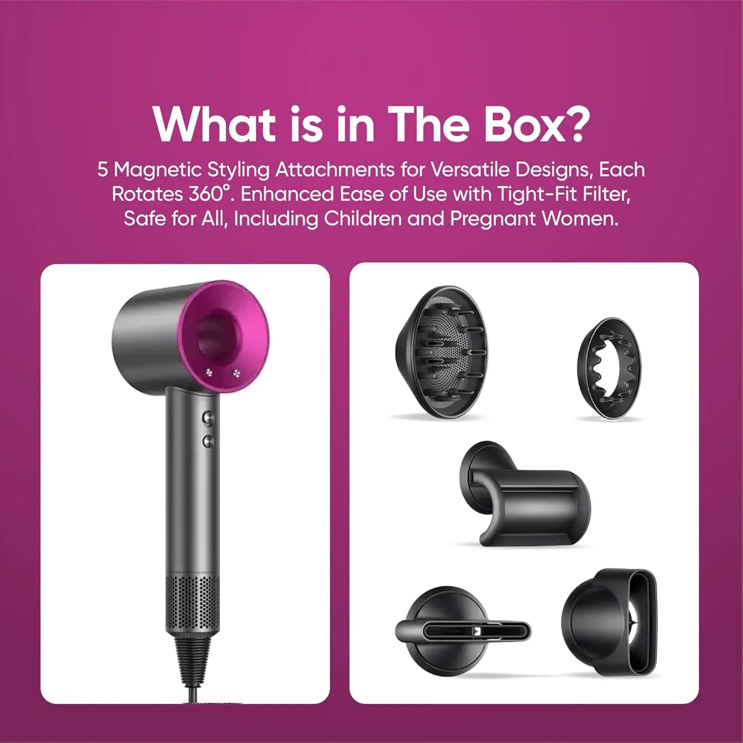 Professional Hair Dryer Negative Ion High Speed Low Noise Hairdryer Fast Heating Blow Dryer Hot Cold Wind Hair Styling Tools