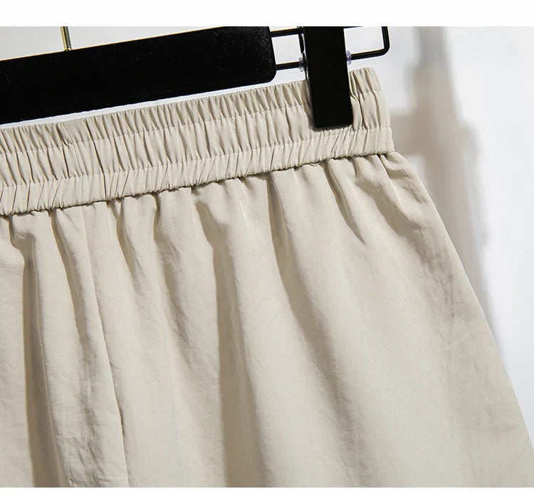 Plus Size Summer Shorts For Women 2025 Summer Ice Silk Drawstring Large Size Loose Shorts Women Korean Streetwear Shorts Female