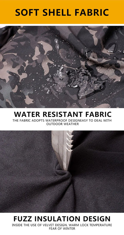 Tactical Winter Set Men's Outdoor Windproof Waterproof Suit Multi-Pocket Soft Shell Hooded Jackets Sharkskin Work Pants