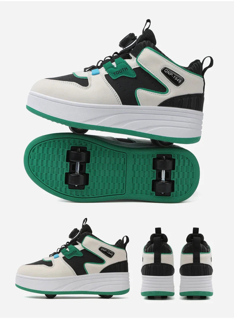 Students children's shoes four wheel light shoes Boys invisible roller shoes large size outdoor sports walking shoes women