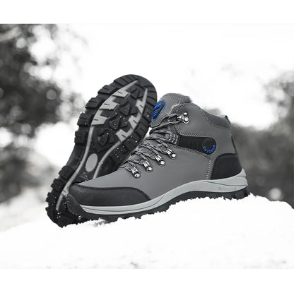 Men's Winter Snow Boots High Top Waterproof Sneakers Warm Plush Climbing Boots Plush Leisure Multi-Function Mountaineering Shoe