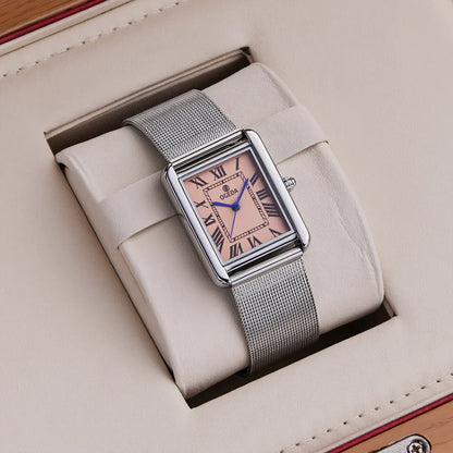 Waterproof Couple Watches Casual Fashion Quartz Stainless Steel Leather Strap Square Dial Men's And Women's Lover Watch