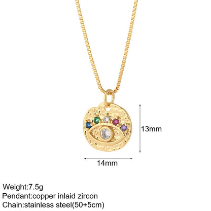 Heart Evil Blue Eye Sun Necklace for Women Cute Dog Bee Elephant Gold Color Pendant Woman's Collars Long Stainless Steel Chains