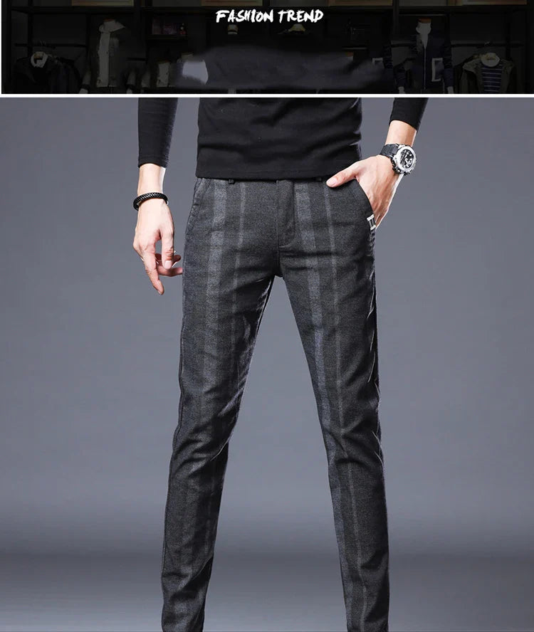 Business Casual Pants Men Slim Fit Fashionable Outdoor Elastic Breathable Sports Pants Formal Fashion Korean Clothes Trousers