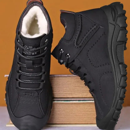 Winter New Cotton Shoes Plus Fleece Thick Casual Sports Shoes Men's High Top Leather Shoes Fashion Snow Boots