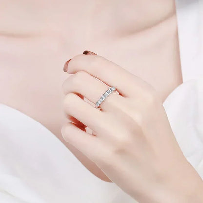 All Princess Cut Moissanite Ring for Women 925 Sterling Silver Rings with White Gold Plated Wedding Proposal Promise Band