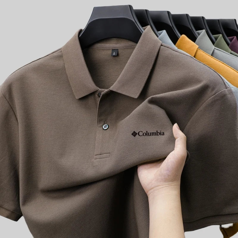 100% pure cotton new men's short sleeved summer comfortable breathable polo shirt, high-end brand designer embroidered T-shirt