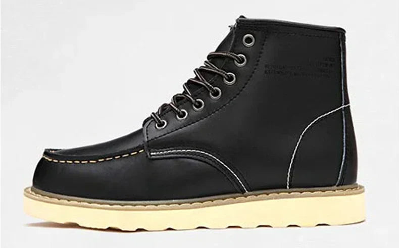 Winter Warm Men Boots Leather Mens Snow Boots No-slip High Top Male Work Shoes with Fur Handmade Waterproof Male Ankle Boots