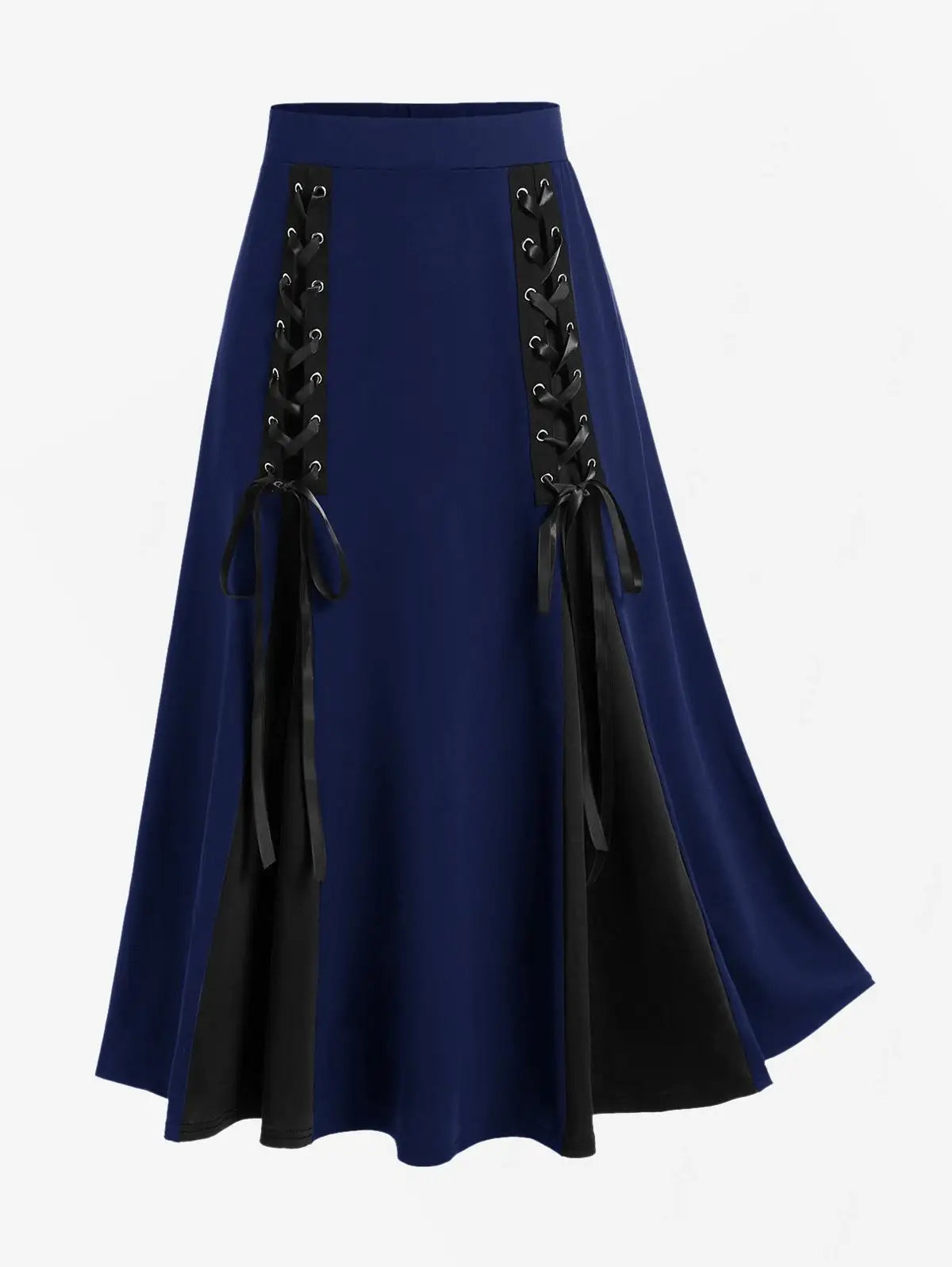 Plus Size Women's Skirts Deep Red Lace Chiffon Layered Skirt Or Halloween Vampire Costume Gothic Lace Up Two Tone Skirt