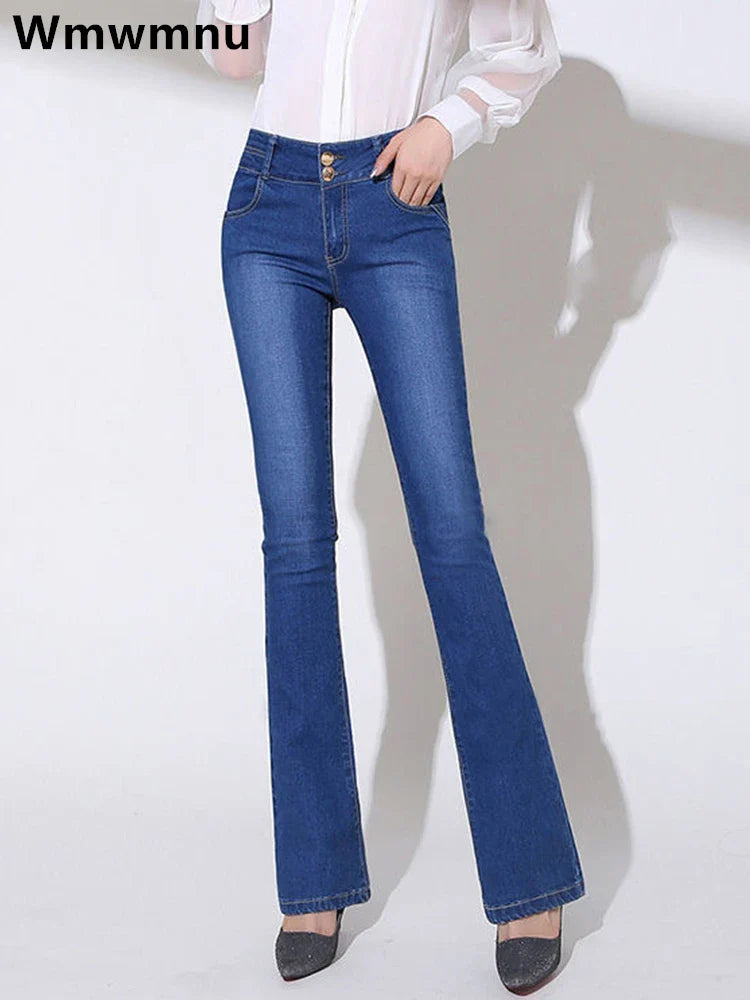 Oversized Slim Flare Denim Pants Stretch Cowboy Trousers