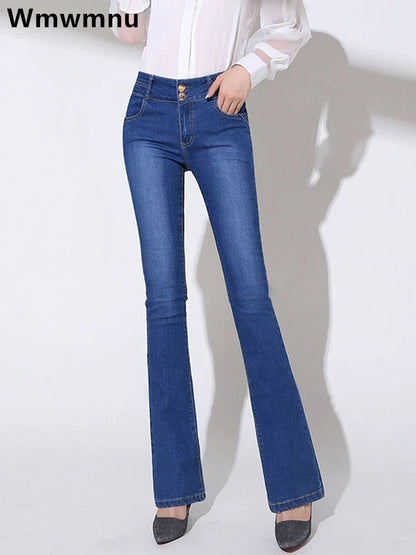 Oversized Slim Flare Denim Pants Stretch Cowboy Trousers