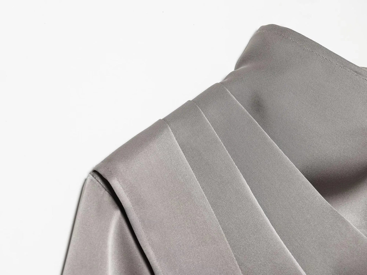 2026 Spring new women's elegant fashion shawl design satin drape top asymmetric wrinkled long-sleeved shirt