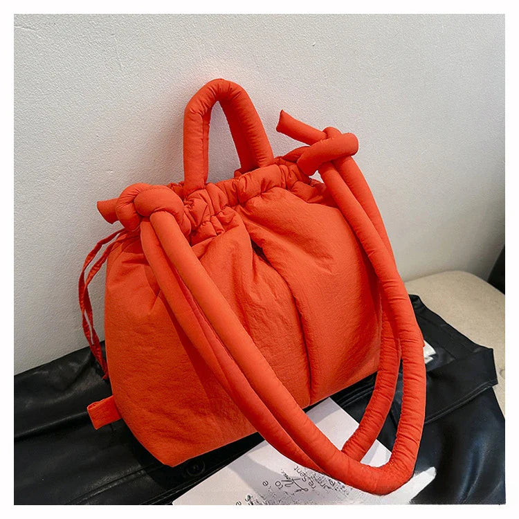 Women's Casual Single-shoulder Bag Large Capacity Nylon Backpack Women's Down Cotton Winter Tote Bag Portable Makeup Handbag