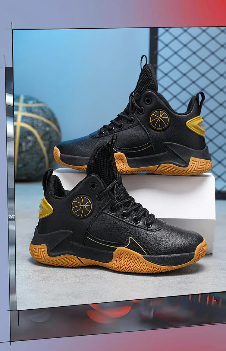 New Children's Casual Sneakers Fashion Black Kids Shoes Basketball Leather Sneakers For Boy Sports Tenis Size 31-40