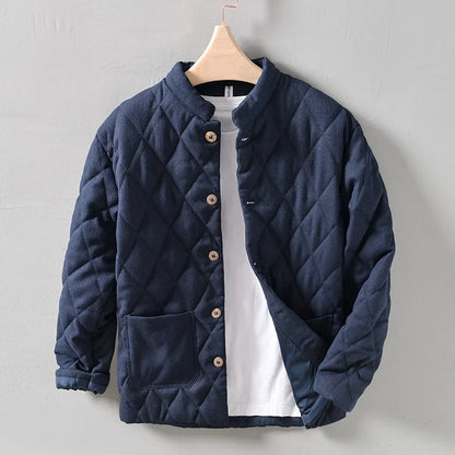 Japanese Style Stand Collar Warm Padded Jacket For Men Vintage Solid Loose Versatile Wadded Jacket Trend Male Outwear Clothing